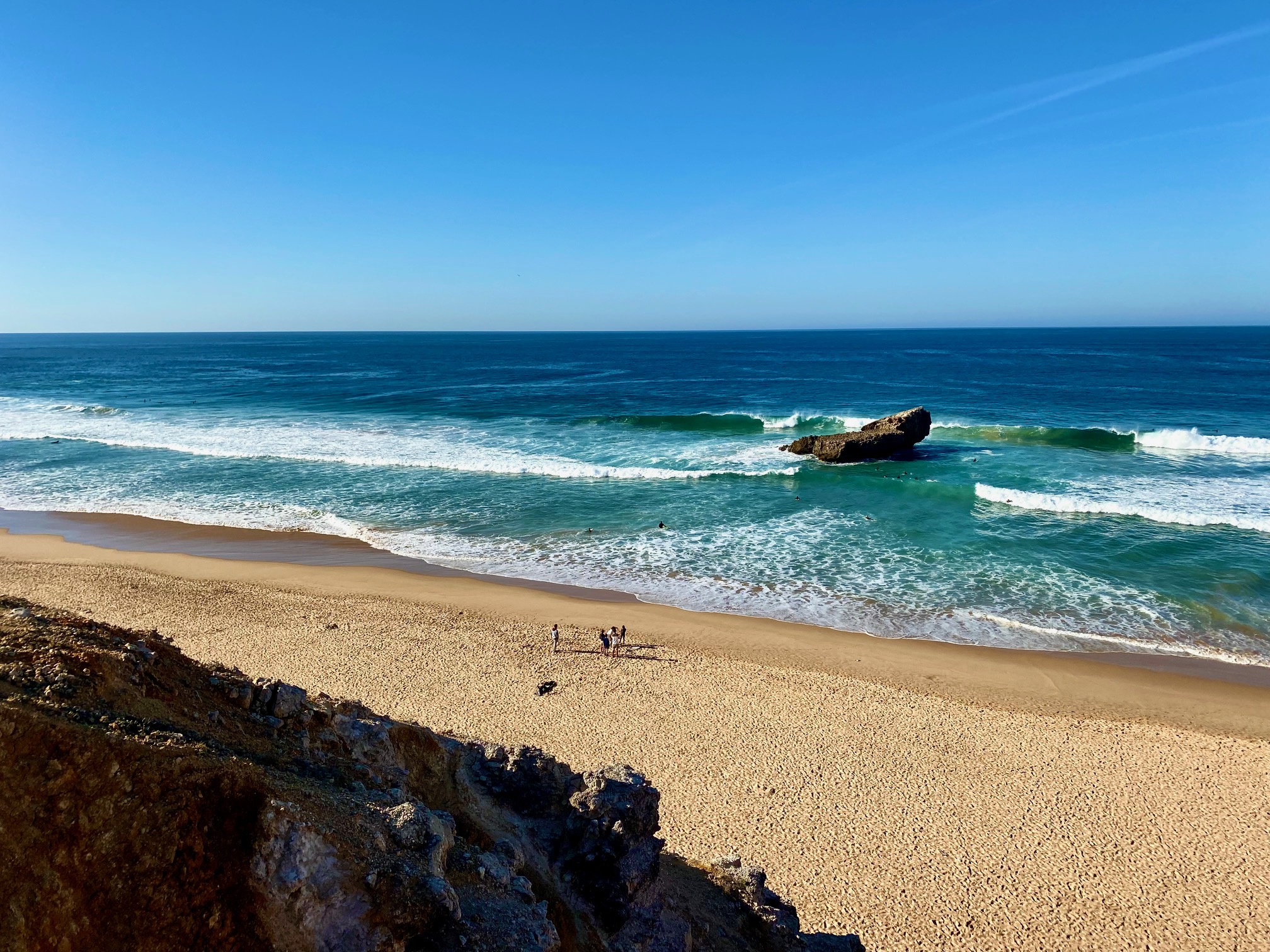 Lagos, Portugal – Day 46 (Surfing at Tonel, Bi Brunch with Jules, Erik, and Gina, Beach Walk to Roman Bridge, and Movie Theater – The Eternals)